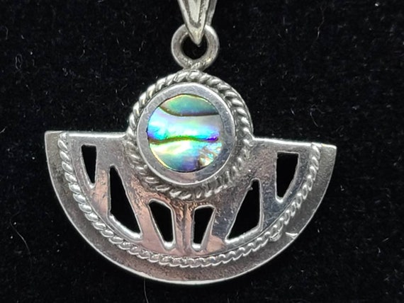 Abalone Shell Necklace, 925 Silver Fan Tail Neckl… - image 6