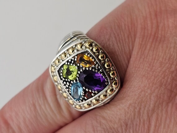 Multi-Gem Ring in 925 Silver, 18k, Designer Effy,… - image 2