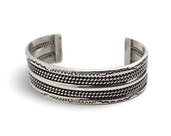 Vintage Tahe Sterling Silver Cuff Bracelet - Estate Jewelry