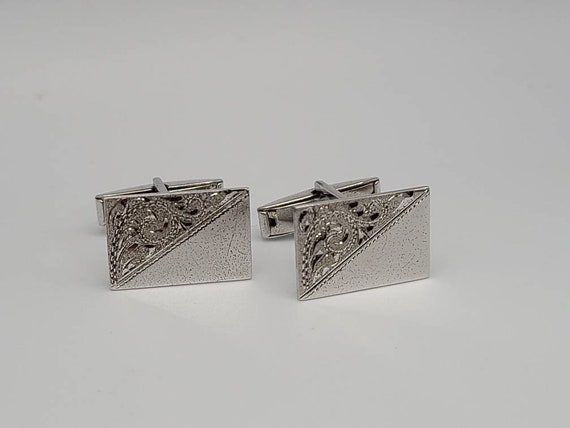 Vintage Ornate Etched Cuff Links: 925 Sterling Si… - image 6