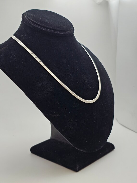 Herringbone Chain, 925 Silver, Retro Necklace, Vi… - image 3