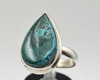 Vintage 925 Silver Teardrop Azurite Ring - Size 9.25 - Estate Jewelry