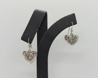 Celtic Heart Earrings, 925 Silver, Heart Earrings, Vintage Earrings, Estate Jewelry, Item w #1583