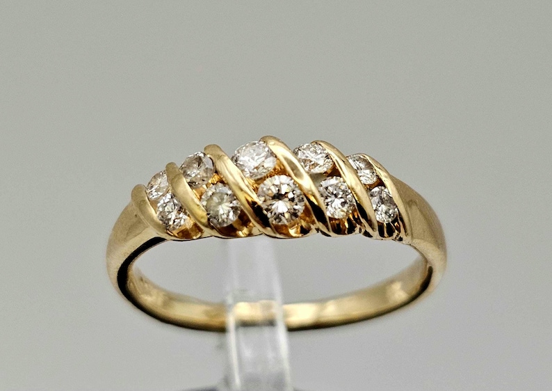 Vintage 14k Yellow Gold Diamond Ring, 0.46 CTW Natural Diamonds, Size 7, Appraised, Estate Jewelry,