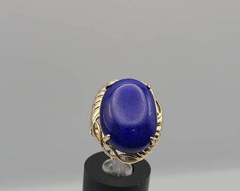 Lapis Lazuli Ring in 14kt Yellow Gold, Lapis Ring, Cocktail Ring, Vintage Estate Jewelry, Size 6.25, Item w#3239
