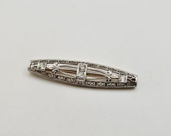 Vintage 10k Gold Filigree Diamond Pin, .62ct. T.w Natural Diamonds, Color F-G, Clarity SI2, Diamond Brooch, Estate Jewelry, Item w#1153