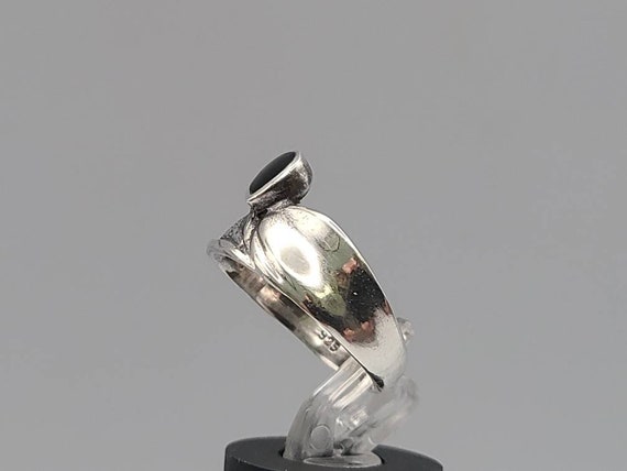 Wide Black Onyx Band, 925 Silver Onyx Ring, Vinta… - image 7