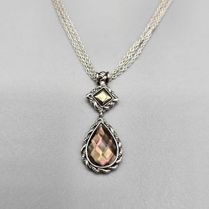 Mother of Pearl Teardrop Necklace, JAI by Scott Grimes For John Hardy, 925 Silver and 14kt, Vintage Estate Jewelry, Item w#1655