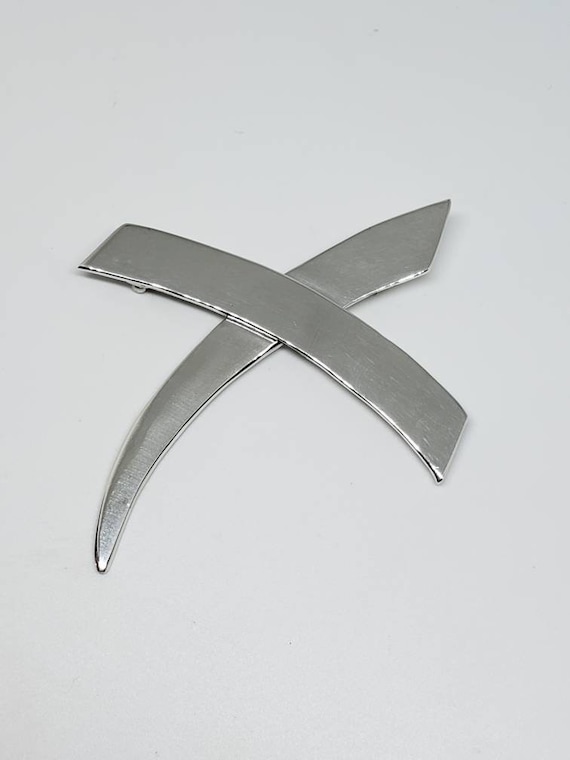 Ribbon Design Pin in 925 Silver, Modernist Pin, V… - image 1