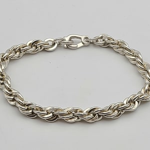Rope Bracelet 925 Sterling Silver, 6mm, 7.75-Inch, Vintage Estate Jewelry, w#3267