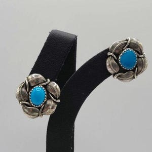 ヴィンテージ ターコイズ イヤリング：925 スターリングシルバー 