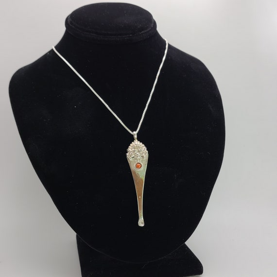Coral Dragon Spoon Necklace, 925 Silver Necklace,… - image 3