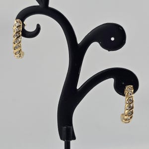 Vintage 14k Yellow Gold J Hoop Earrings - Channel-set Natural Diamonds with Fancy S-Shaped Details- Estate Jewelry, W#3213