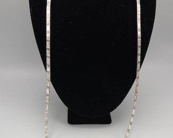 Vintage Sterling Silver Herringbone Necklace | Reversible Patterned or Polished | Estate Jewelry