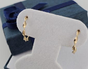 Vintage 14k Yellow Gold Twisted Hoop Earrings - Estate Jewelry