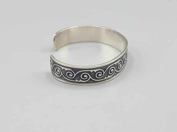 Ornate Cuff Bracelet in Sterling Silver, Vintage … - image 4