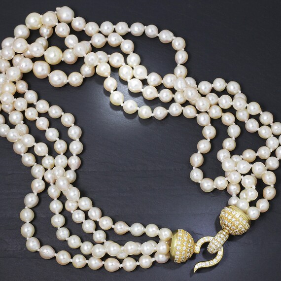 Vintage 4-strand Pearl Choker Necklace 