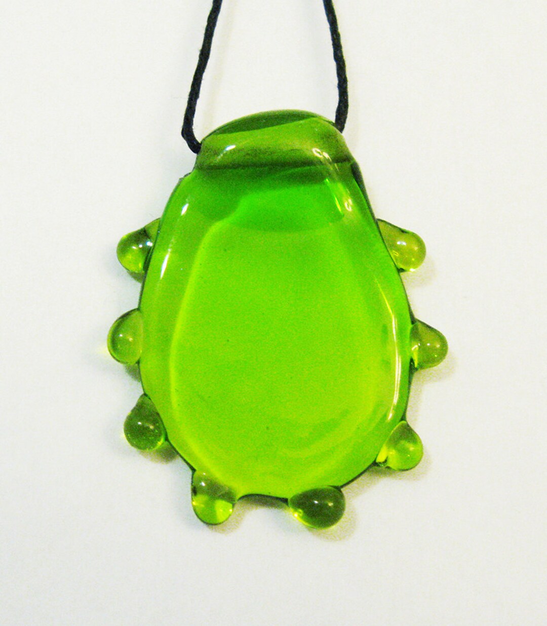 Glass Pendant Jewellery Glass Handmade Linen Nature Cactus Amoeba