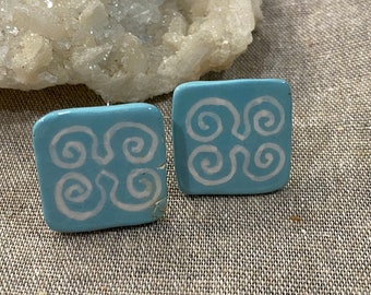Vintage Turquoise Painted Earrings