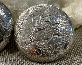 Vintage Silver Etched Floral Earrings