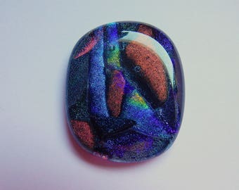 Shades of Night Multi Color Fused Glass Cabochon - Fused Glass - Dichroic Glass - 1 1/4 x 1 1/2