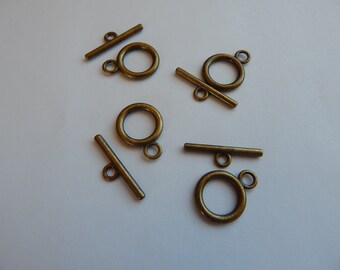 4 Pcs. Antiqued Brass Plated Toggle Clasps/ Jewelry Clasps/ 13.5MM