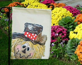 Hand-painted Scarecrow Flag, Fall Signs, Scarecrow Picture,  Holiday Decor, Home Decor, Yard Art, Fall Welcome Signs, Housewares, No. FLG37