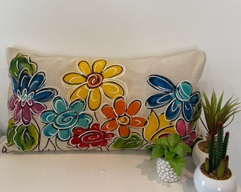 Flower Garden Pillow Etsy