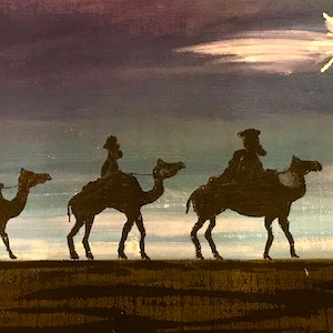 Three Wise Men, Lumbar, Seasonal, Winter, Holiday Decorations, Hand-painted, Handmade, Pillow Cover