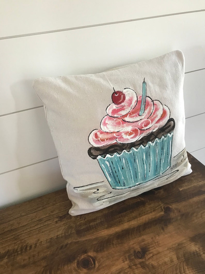 Happy Birthday Cupcake Pillow Birthday Gifts Children Etsy