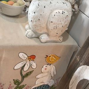 Bunny and Daisy Hand-painted Table Runners, Easter Table Linens, Springtime Decorations, Handmade image 5