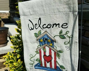 Americana Birdhouse Vlag, Handgeschilderde vlag, Rood, Wit en Blauw, Patriottisch Decor, Yard Sign, Stars and Stripes