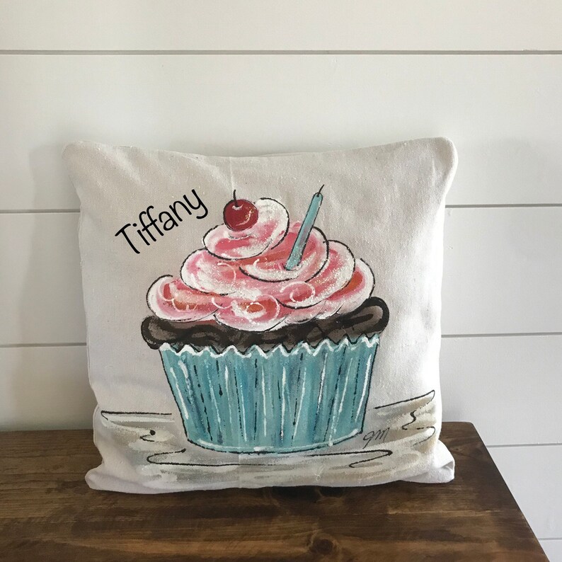 Happy Birthday Cupcake Pillow Birthday Gifts Children Etsy