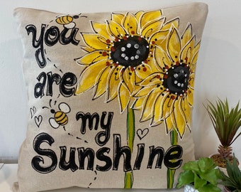 Tu sei il mio sole, girasole, dipinto a mano, copricuse