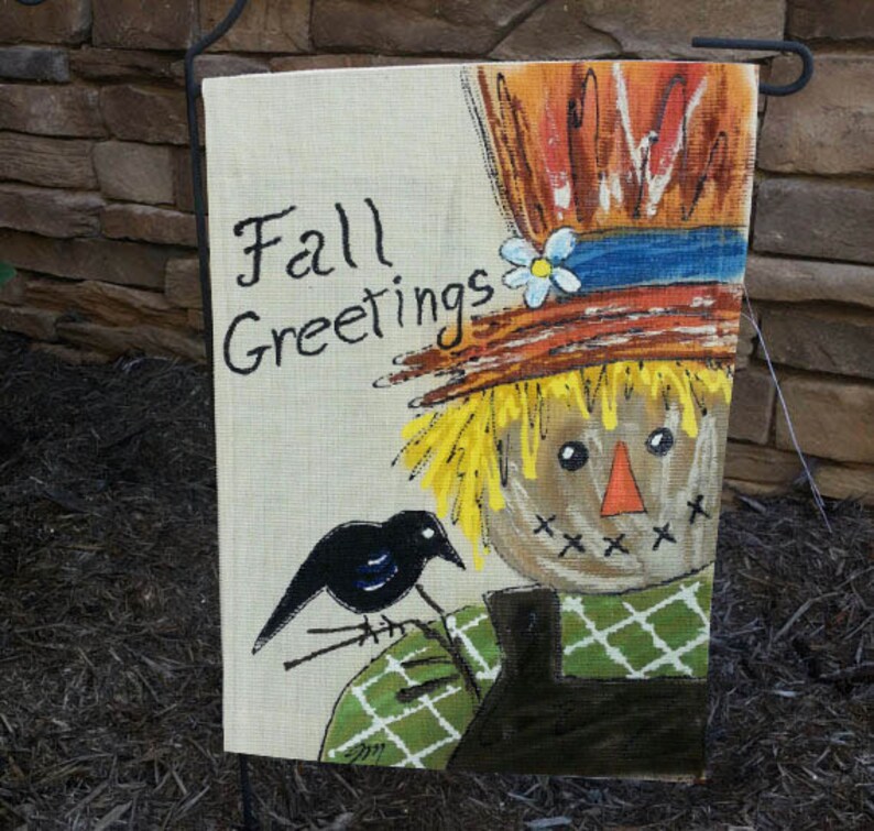 Harvest Time Scarecrow Garden Flag 12x18 - Fall Pumpkin Decorative Designer Flag For Outdoor