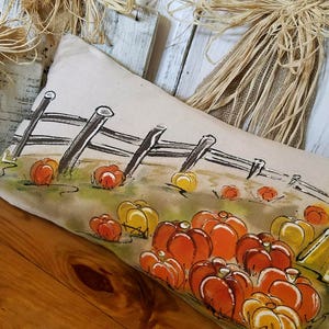 Pumpkin Field, Pumpkin, Lumbar, Window Cushions, Wood Bench Pillows, Room Decor, Long Lumbar Pillow, Front Porch Decor, Porch Pillow Cover
