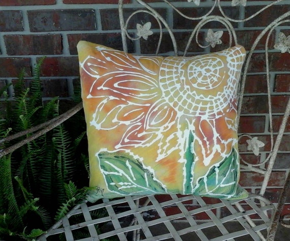 Vibrant Orange Summer Flower Porch and Patio Accent Pillows Indoor outdoor Hand painted Pillow Cover Etsy Canada