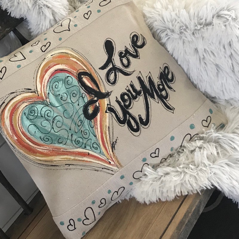 Love You More Hemstitch Décor Pillow