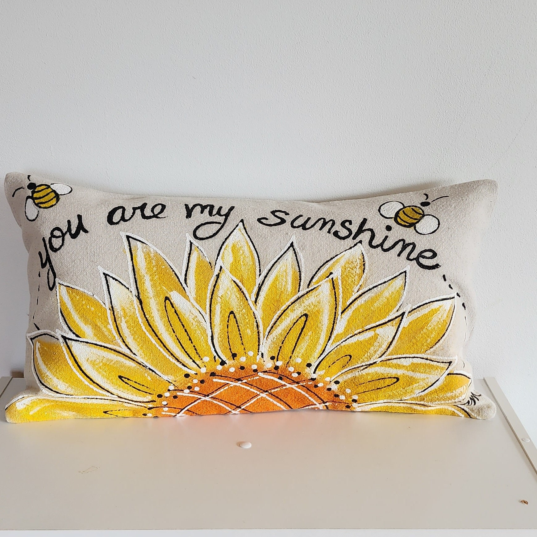 Ink Painting Watercolor Yellow Sunflowers Blue Flowers Summer Decora