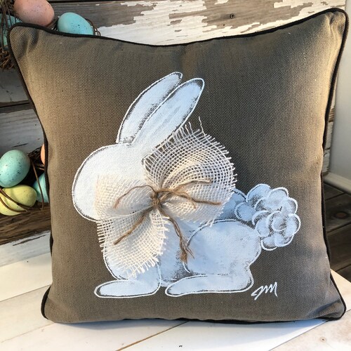 burlap bunny pillow