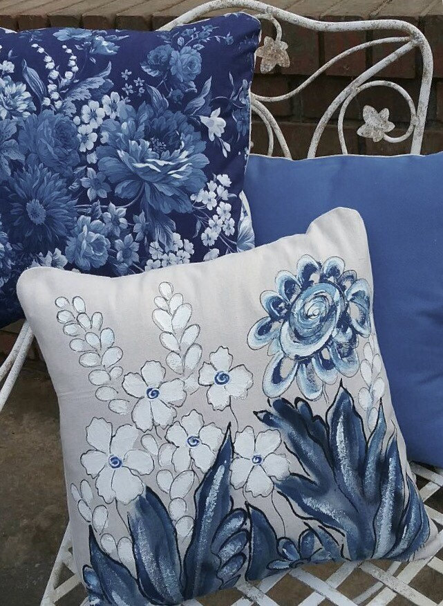 Navy clearance floral pillows