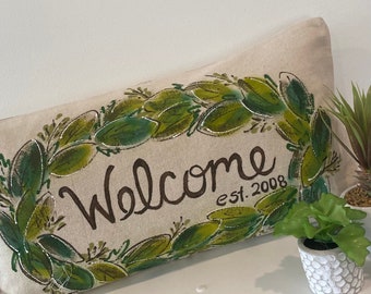 Greenery Personalisierter Kranz Lendenkranz, Frühling und Sommer, Handbemalt, Kissenbezug