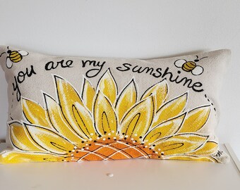 7COLORROOM 2-Pack Farmhouse Pillow Covers — “Hello Sunshine” & “You Are My Sunshine”, 12x20 Inches, Hidden Zipper