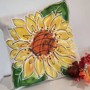 Large Sunflower Hand-painted Pillow Cover