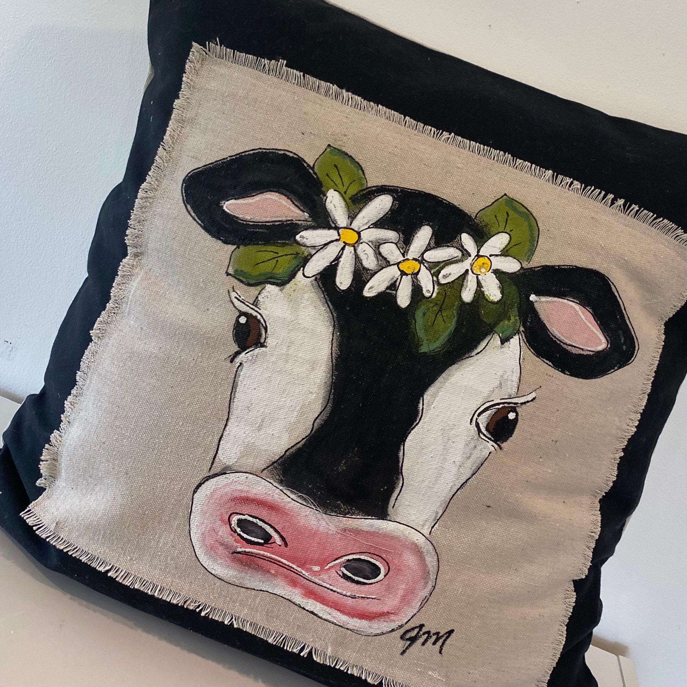 Holstein Cow Handpainted Pillows Pillow Covers Etsy