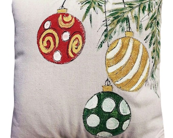 Weihnachtsschmuck, Weihnachtskissen, Weihnachtsdekoration, Geschenkideen, Akzentkissen, Weihnachten, handbemaltes Kissen, Kissenbezug