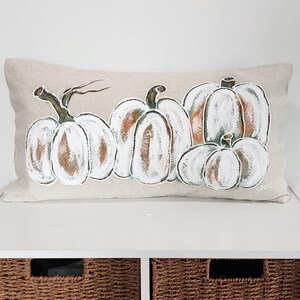 Fall White Orange Hand-painted Pillow Cover