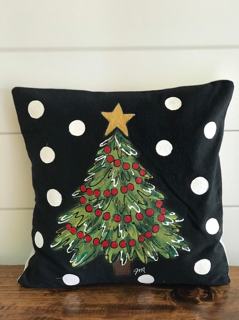 Handmade Christmas Pillow Hand Felted Wool - Red Reindeer Gray - 12