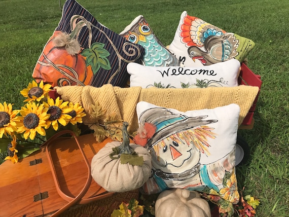 Fall and Autumn Pillows Scarecrow Farmhouse Scarecrow Pillow Fall Pillows