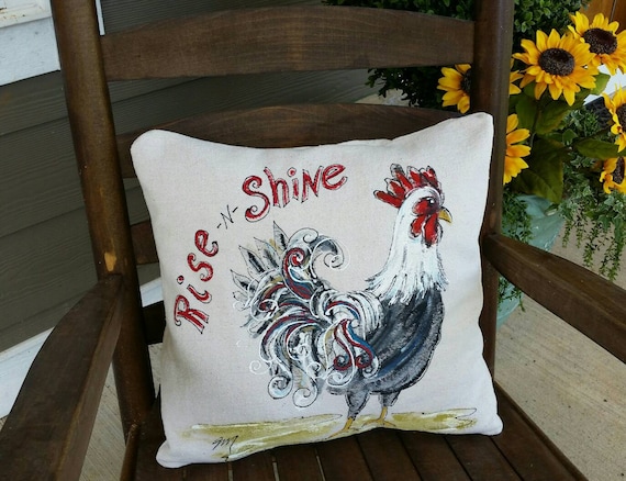 Rooster Decorative Pillows Accent Pillows Rustic Bedding Etsy